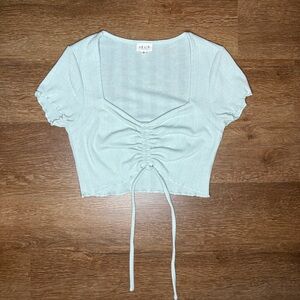 Fairycore Pale Green Cinched Pointelle Crop Top size S